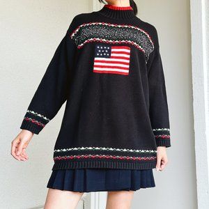 90's American Flag Turtleneck Sweater
